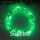 Гирлянда «Нить» 5 м роса, IP20, серебристая нить, 50 LED, 2 режима, батарейки AAх3 (не в комплекте), свечение зелёное