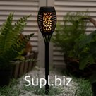 Светильник на солнечной бат. "СТАРТ", "Маори" 7.5x49.5 см, IP44, 12 LED, эфф. огня, Т/БЕЛЫЙ