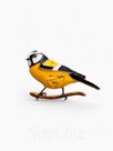 Брошь «Птица» синица, чёрно-жёлтый в золоте