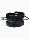 Браслеты кожаные «Батог», 4 шт., чёрные, d=7.5 см