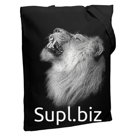 Холщовая сумка Like a Lion черная, 35х38х6 см, ручки: 54х2,5 см