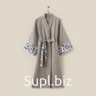 Халат женский домашний, цветочный SL HOME "Floral", размер 44-52, 100% лён, 150г/м2