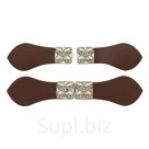 Застежка кожаная №8, 22,5см, коричневая (никель), 2 шт