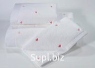 Soft cotton LOVE полотенце белый-розовый Турция 75х150см, оптом