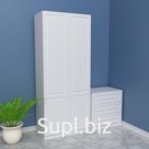 Шкаф распашной 100х55х240, Классик, лдсп белый/ мдф белый soft touch матовый, 2х створчатый