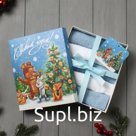 Набор махровых полотенец Этель "Новогодняя открытка" 30х30 см -5шт, 100% хл, 340гр/м2