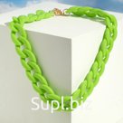 Колье "Цепь" диагональ, цвет неоново-салатовый, 45см